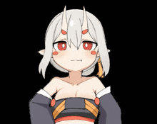 a cartoon character with white hair and red eyes