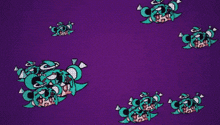 a purple background with cartoon characters and the word error