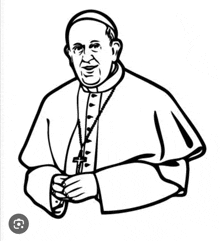 a black and white drawing of a man wearing a cape and holding a cross .