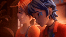 two cartoon characters looking at each other with one wearing earrings