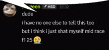 a screenshot of a chat between a cat and a dude