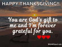 a happy thanksgiving message with a picture of the ocean