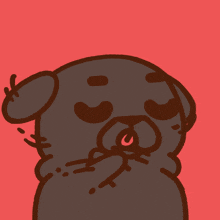 a drawing of a pug with its tongue out