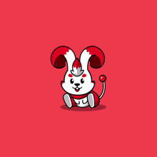 a cartoon of a rabbit with flames on its head