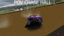 a computer generated image of a race car that says pov chase hall on the bottom