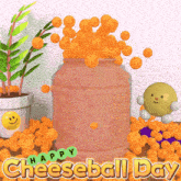 a happy cheeseball day greeting card with a jar of cheese