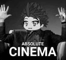 a poster for absolute cinema with a man in a suit and tie