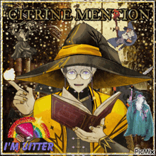 a picture of a wizard holding a book that says i 'm bitter on the bottom