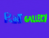 the word paint gallery is on a blue background