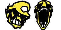 a drawing of a skull with a mouth open
