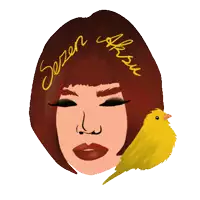 a drawing of a woman 's face with the name jezen aksu written on it