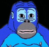 a cartoon of a blue gorilla without a shirt