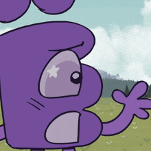 a purple cartoon character with a white star on its eye