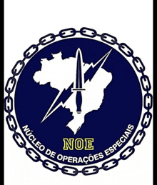 a logo for noe with a dagger and a lightning bolt