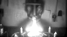 creepy cross burning flame black and white