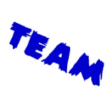 the word team is written in blue letters on a white background