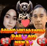 a picture of a man and a woman with the words salam lintas family