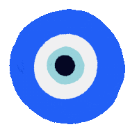 a blue and white circle with a black hole in the middle