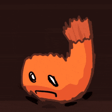 a drawing of a shrimp with a sad face
