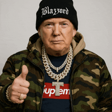a man wearing a black beanie that says blazzard on it