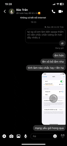 a screenshot of a text message between bao tran and someone