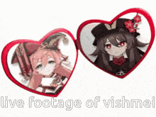 a pair of heart shaped glasses with anime characters on them