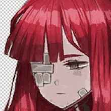 a pixel art of a girl with red hair and glasses