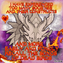 a picture of a dragon with the words " i have experienced too many societies and their constructs " on it