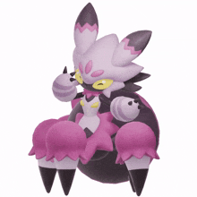 a purple and black cartoon character with a yellow eye