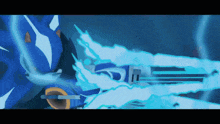 sonic the hedgehog is holding a sword in a video game scene