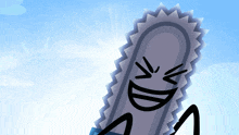 a cartoon illustration of a chainsaw with a face drawn on it