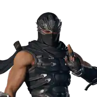 a man in a ninja costume with a sword and gloves