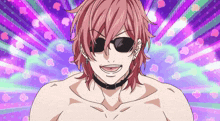 a cartoon character with pink hair and sunglasses