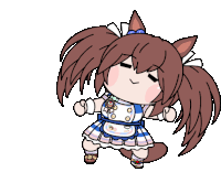 a cartoon drawing of a girl with pigtails and a tail