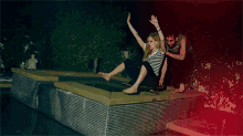 K Then...Moving On.. GIF - Avril Lavigne Push Into The Pool Swimming Pool GIFs