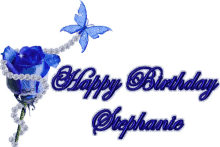 happy birthday stephanie birthday greetings blue flower