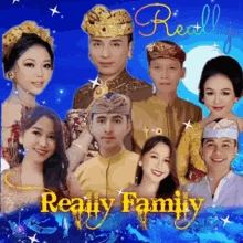 a group of people standing next to each other with the words " really family " written above them