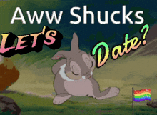 a cartoon of a rabbit with the words " aww shucks let 's date "