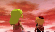 a pixel art of a man and a woman standing next to each other