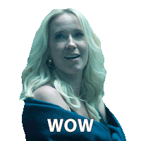 a woman in a blue blanket with the word wow on her face