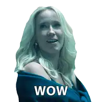 a woman in a blue blanket with the word wow on her face