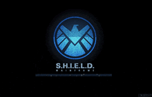 a logo for s.h.i.e.l.d. mainframe with a black background