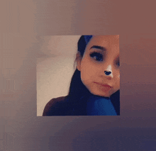 a close up of a girl with a cat nose