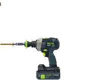 a pixel art drawing of a drill with a screw coming out of it 's barrel