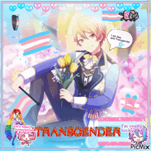 a picture of a transgender anime character with a speech bubble that says i am gay and transgender