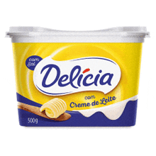 a yellow container of delicia creme de leite