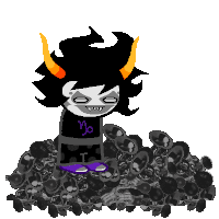 a cartoon character with horns and a purple shirt that says ' i ' on it