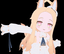 a drawing of a girl with long blonde hair and ears
