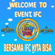 a sign that says welcome to event ifc with a logo