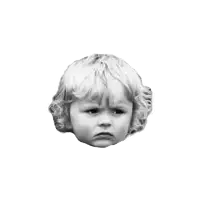 a black and white photo of a child 's face with the name ch.holly written below it